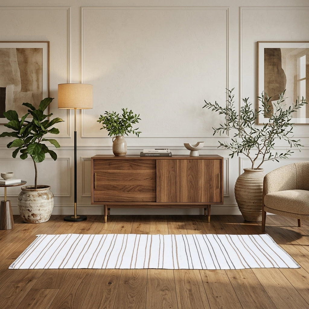 Striped pattern on the Litonome vintage kilim runner rug – handwoven flatweave in Anatolia, Turkey