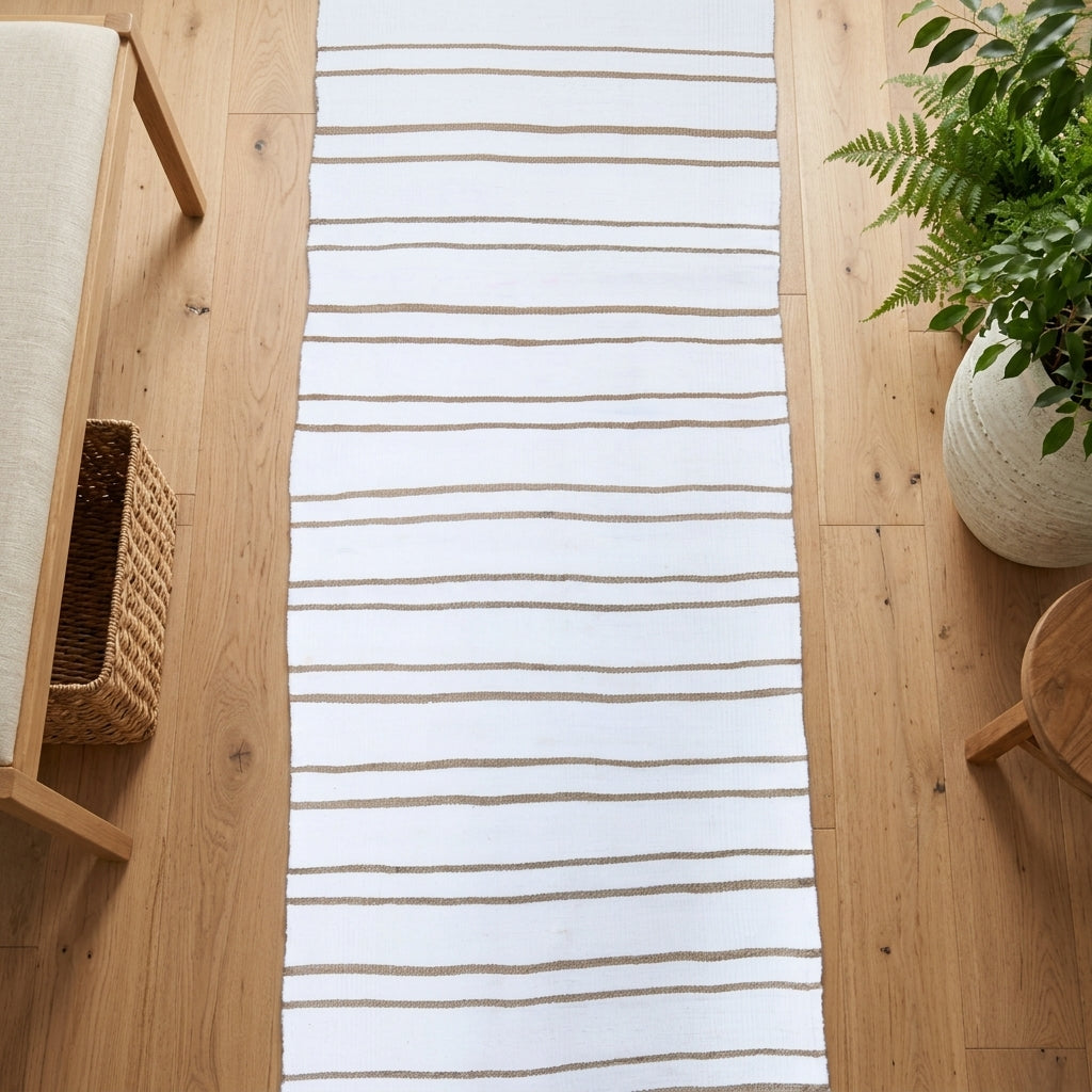 Striped pattern on the Litonome vintage kilim runner rug – handwoven flatweave in Anatolia, Turkey