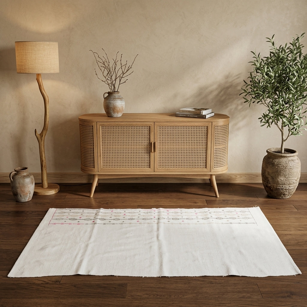 Solid pattern on the Ketenefsan vintage kilim runner rug – handwoven flatweave in Anatolia, Turkey
