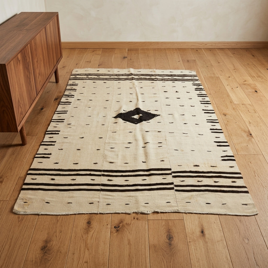 Ikat pattern on the Yesimgonca vintage kilim rug – handwoven flatweave in Anatolia, Turkey