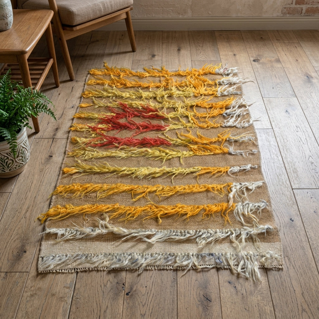 Pattern on the Ouranomelpe vintage kilim rug – handwoven flatweave in Anatolia, Turkey