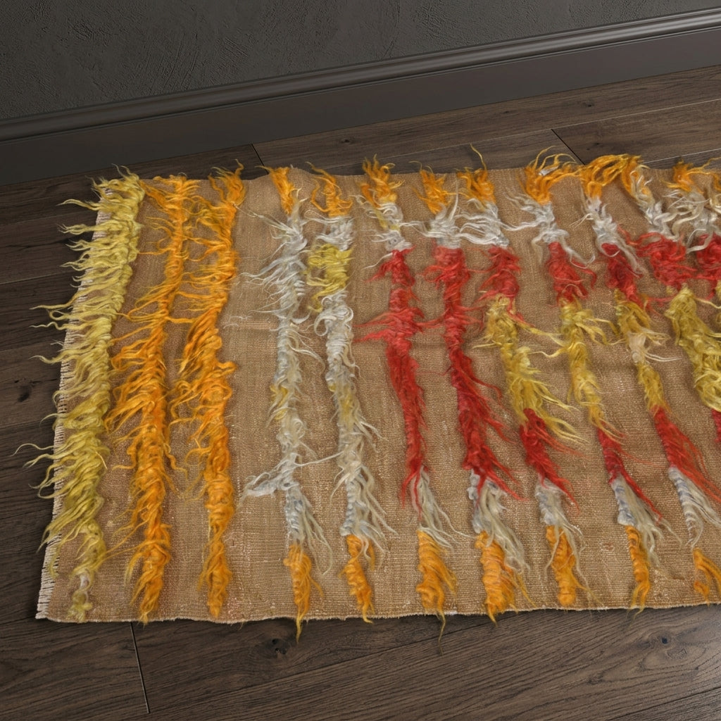 Striped pattern on the Ouranippe vintage kilim rug – handwoven flatweave in Anatolia, Turkey