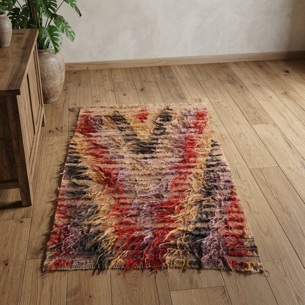 Striped pattern on the Okeanopetra vintage kilim rug – handwoven flatweave in Anatolia, Turkey