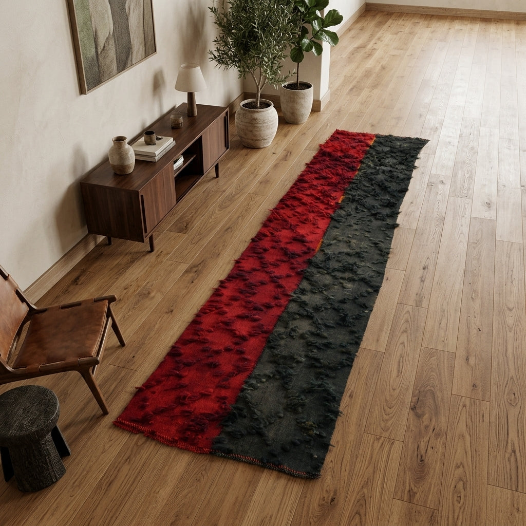 Solid pattern on the Kadifebike vintage kilim runner rug – handwoven flatweave in Anatolia, Turkey