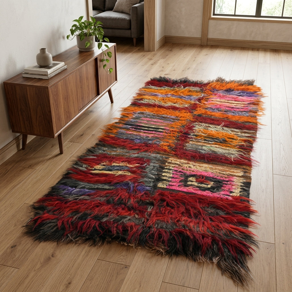 Striped pattern on the Xanthophila vintage kilim rug – handwoven flatweave in Anatolia, Turkey