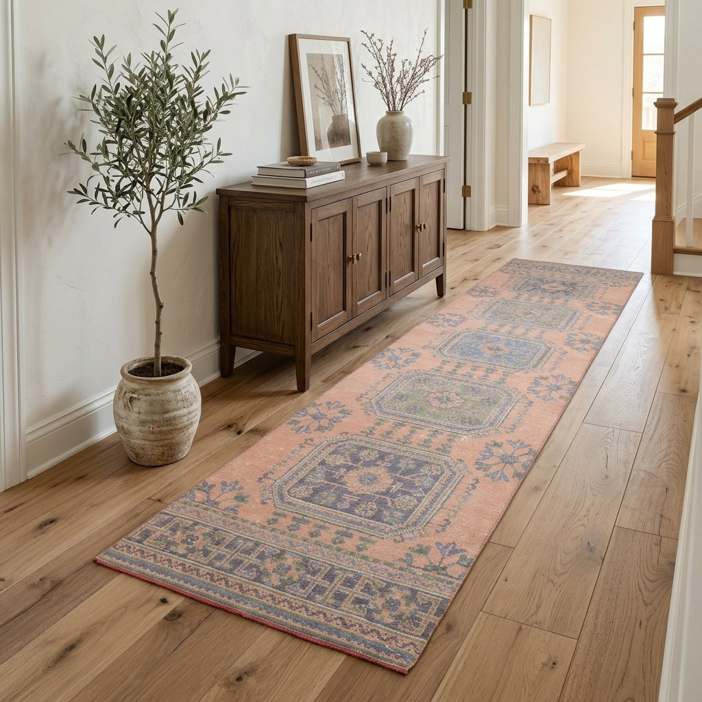 Floral pattern on the Hosyargul vintage runner rug – handmade in Anatolia, Turkey
