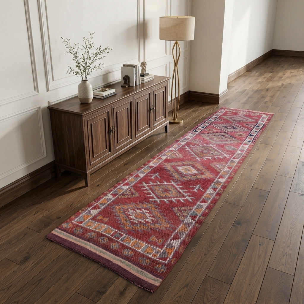 Oriental pattern on the Hemerokome vintage runner rug – handmade in Anatolia, Turkey