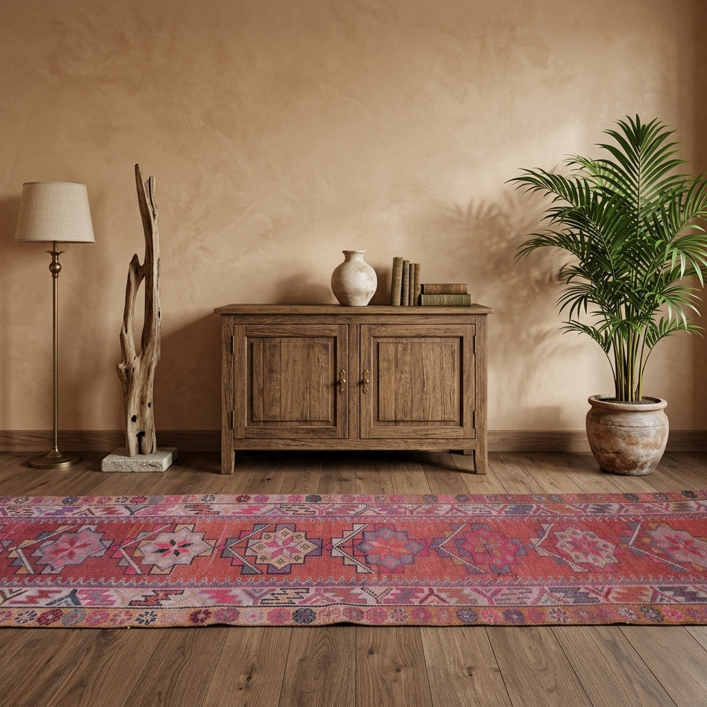 Ikat pattern on the Hedynia vintage runner rug – handmade in Anatolia, Turkey