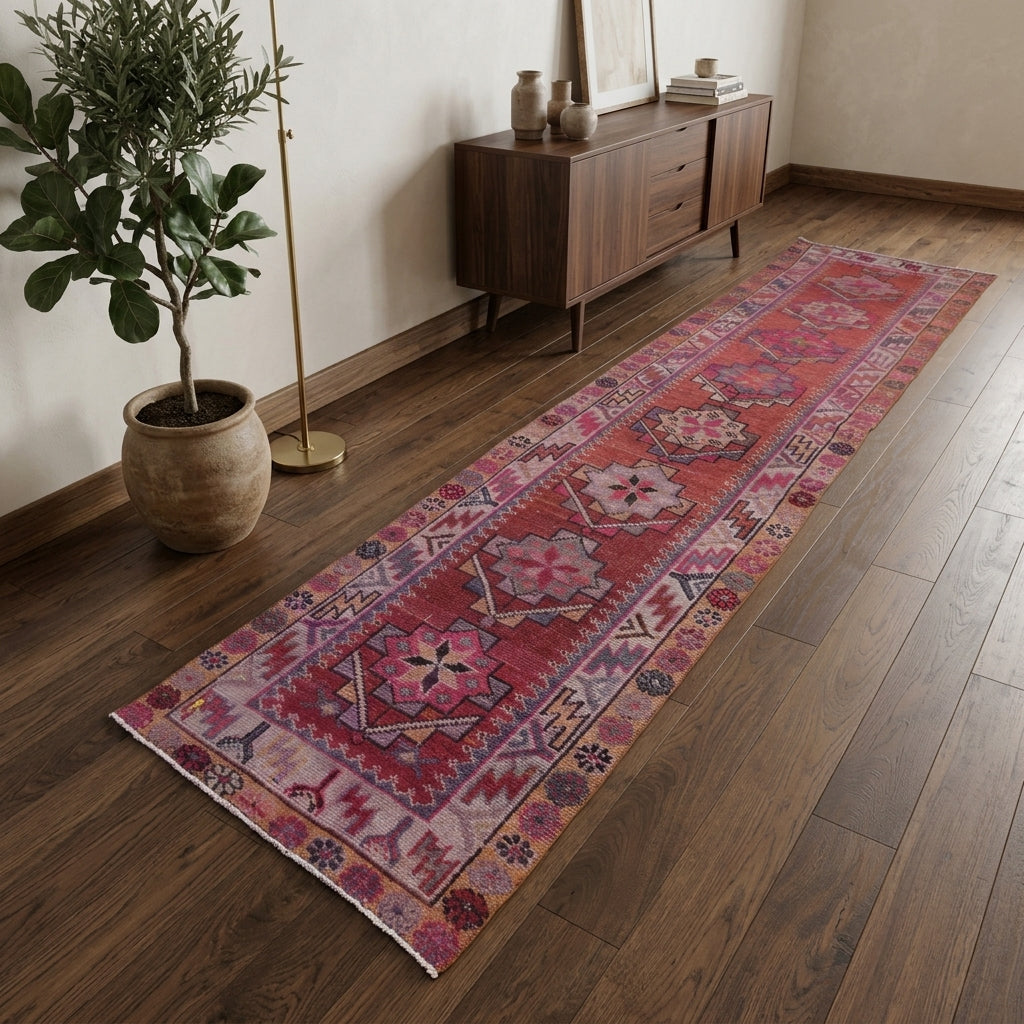 Ikat pattern on the Hedynia vintage runner rug – handmade in Anatolia, Turkey