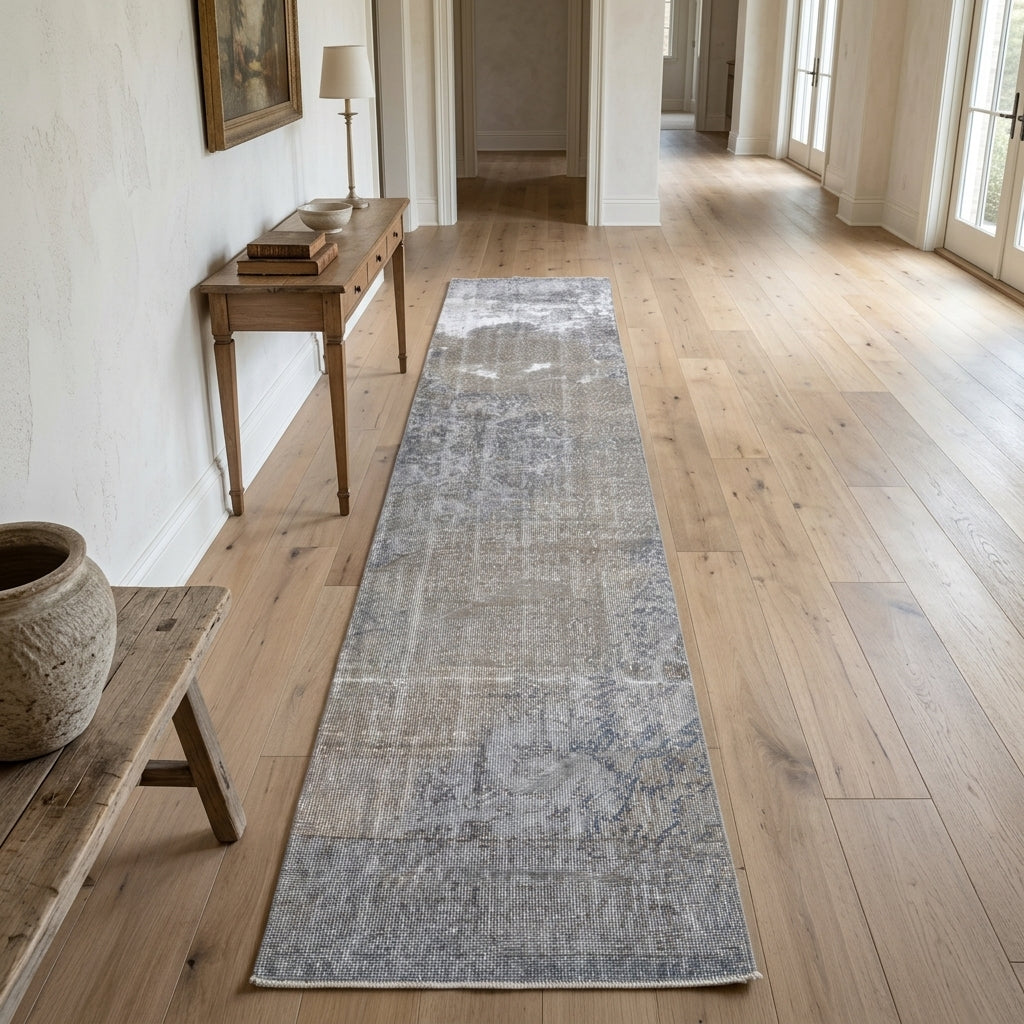 Abstract pattern on the Hazanbike distressed vintage runner rug – handmade in Anatolia, Turkey