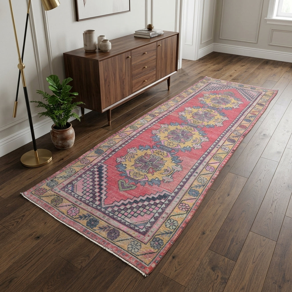 Oriental pattern on the Fundapezir vintage runner rug – handmade in Anatolia, Turkey