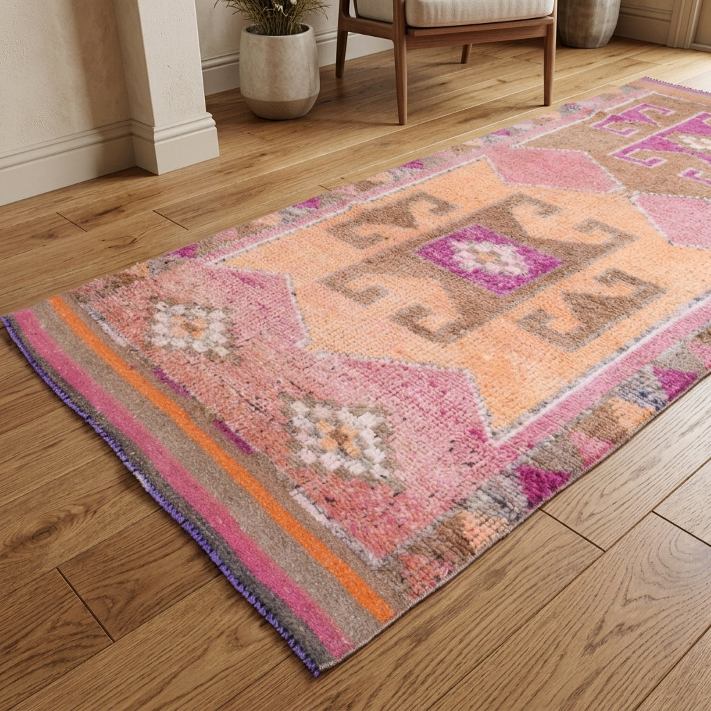 Oriental pattern on the Fundagul vintage runner rug – handmade in Anatolia, Turkey