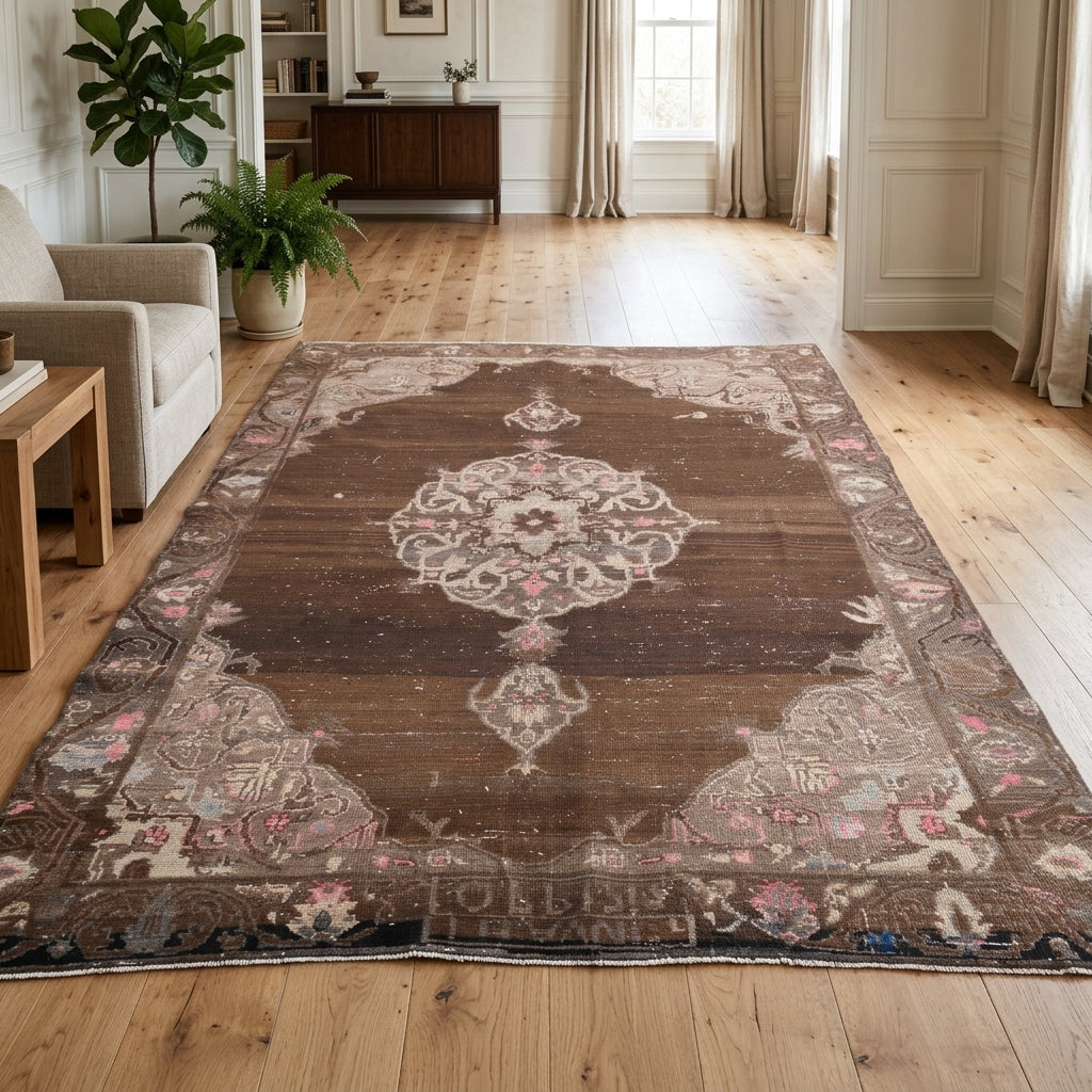 Oriental pattern on the Reyhansad vintage area rug – handmade in Anatolia, Turkey