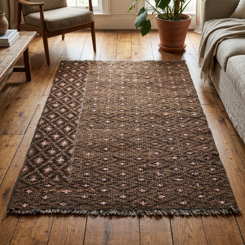 Ikat pattern on the Iliaura vintage kilim runner rug – handwoven flatweave in Anatolia, Turkey