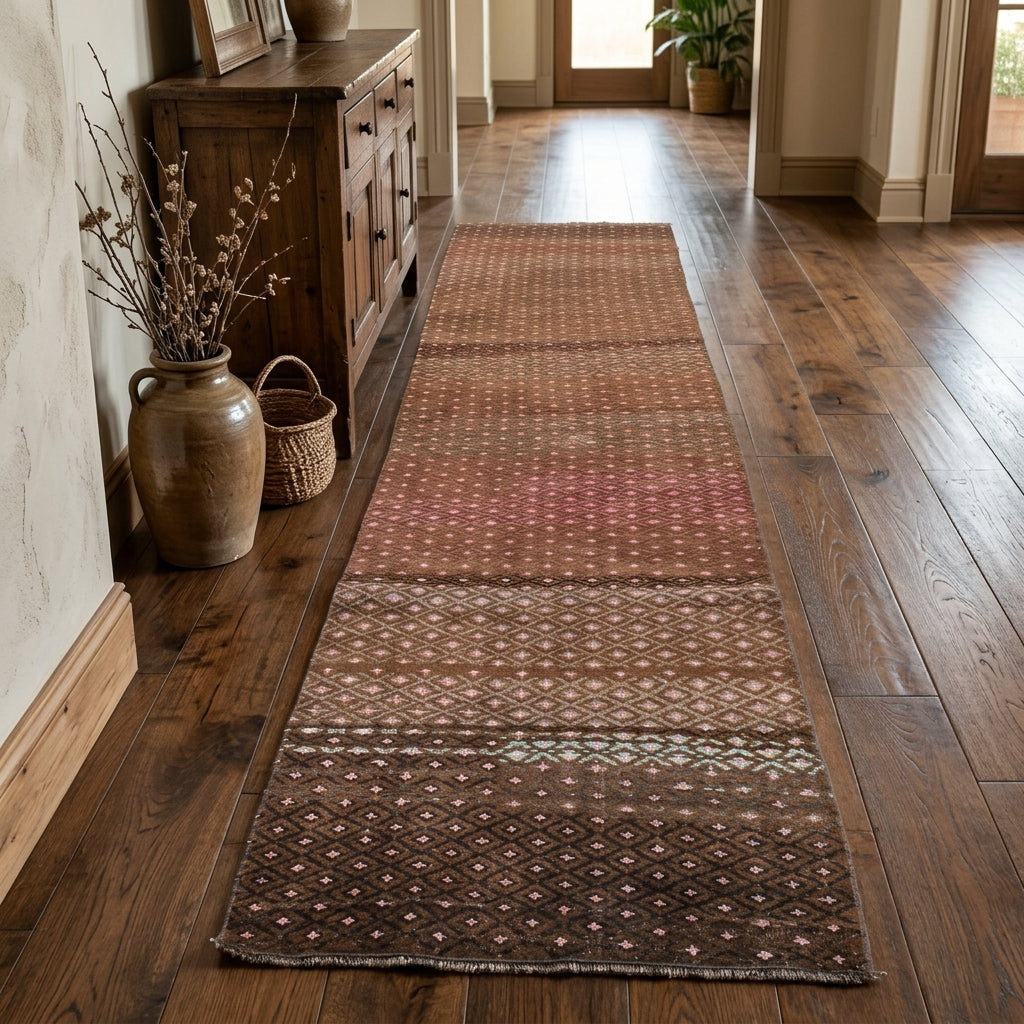 Ikat pattern on the Iliaura vintage kilim runner rug – handwoven flatweave in Anatolia, Turkey