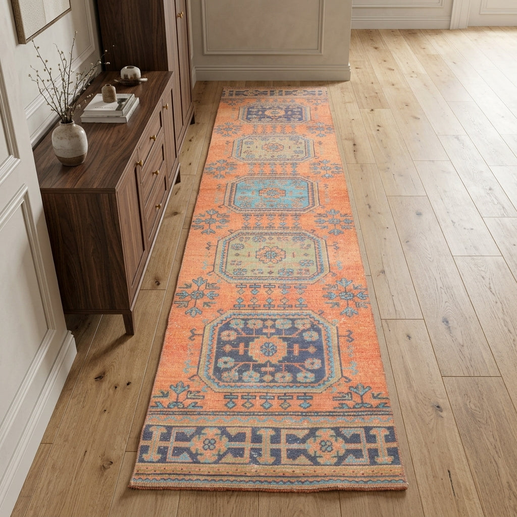 Floral pattern on the Fulanegul vintage runner rug – handmade in Anatolia, Turkey