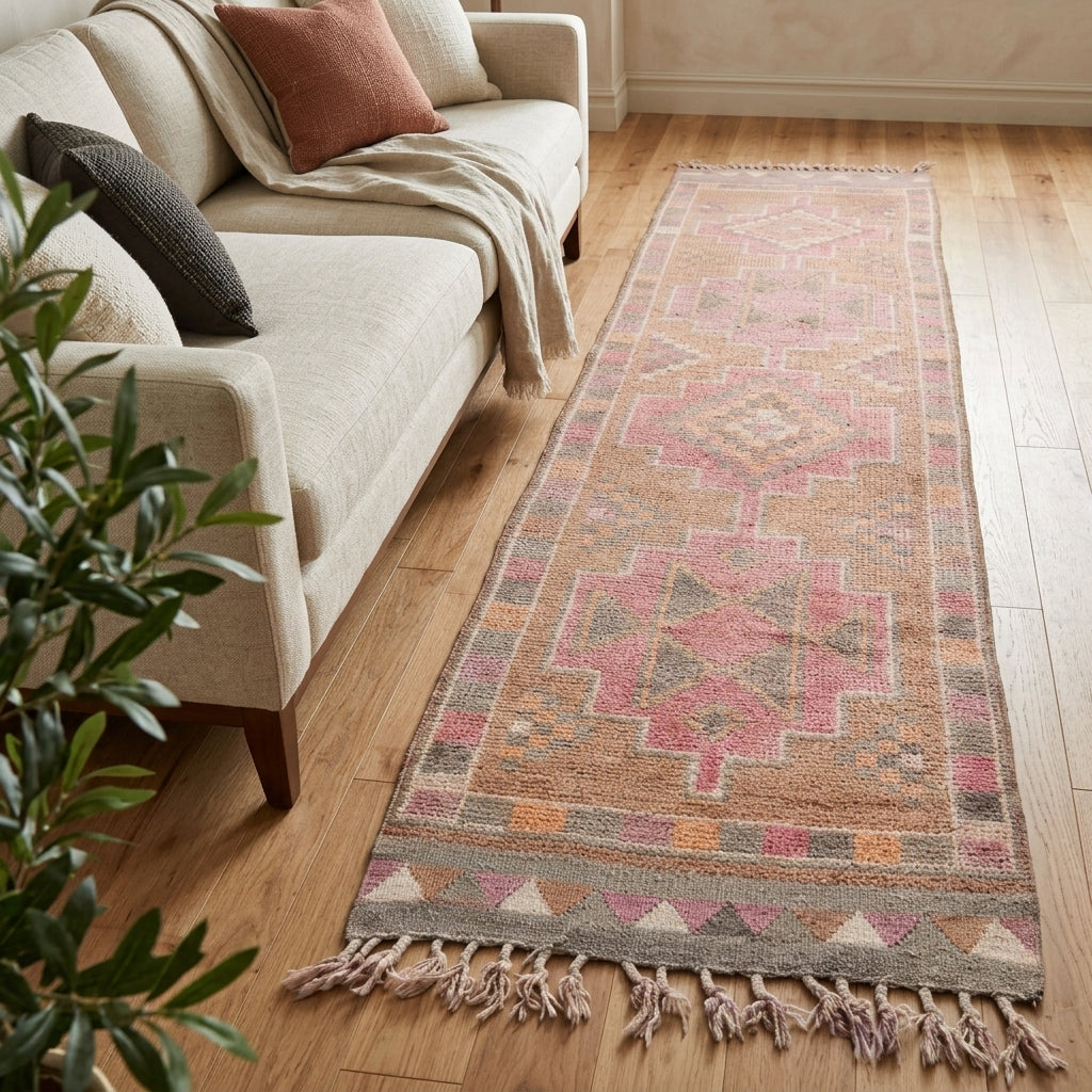 Oriental pattern on the Elpisthene vintage runner rug – handmade in Anatolia, Turkey