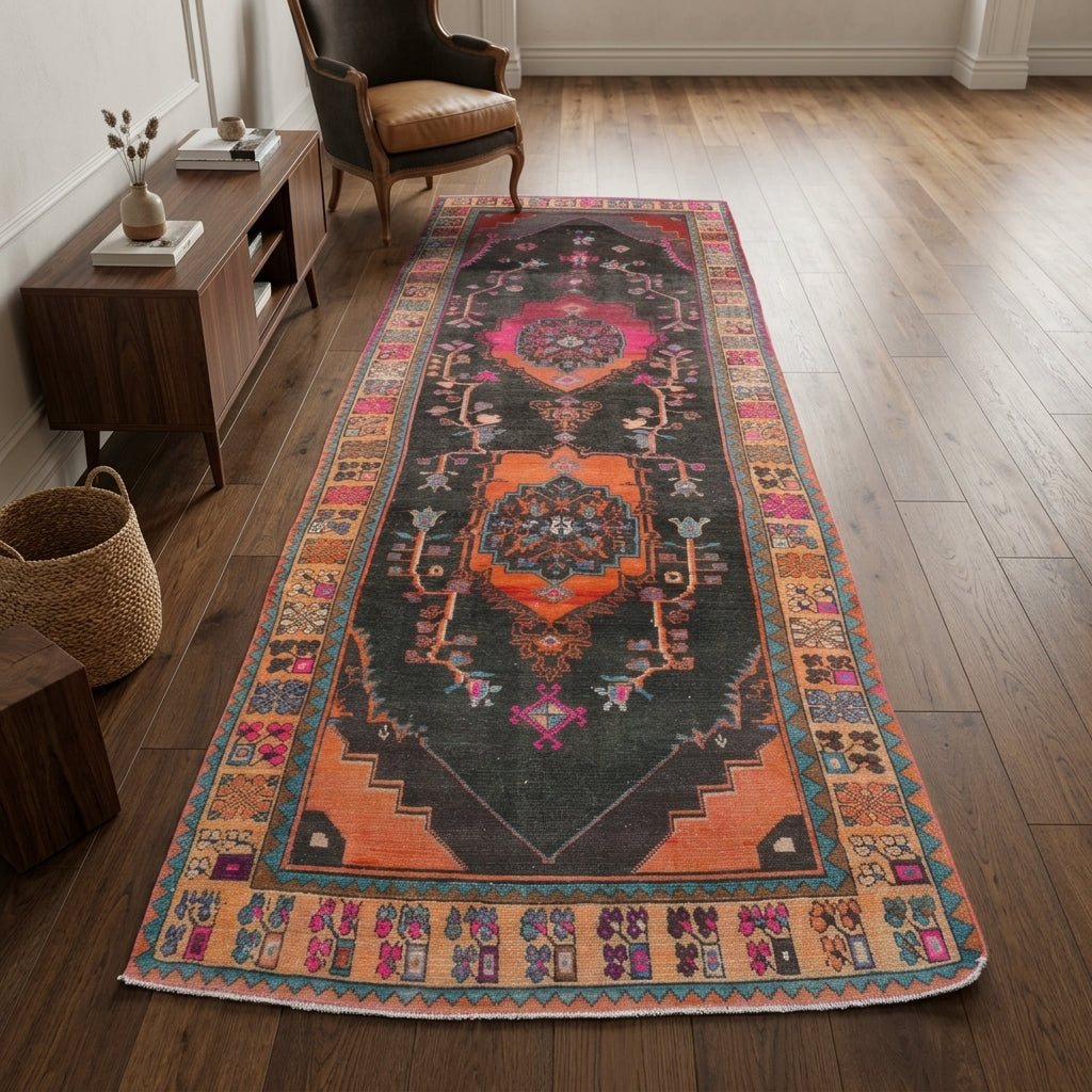 Historic turkish pattern on the Eirenemira vintage runner rug – handmade in Anatolia, Turkey