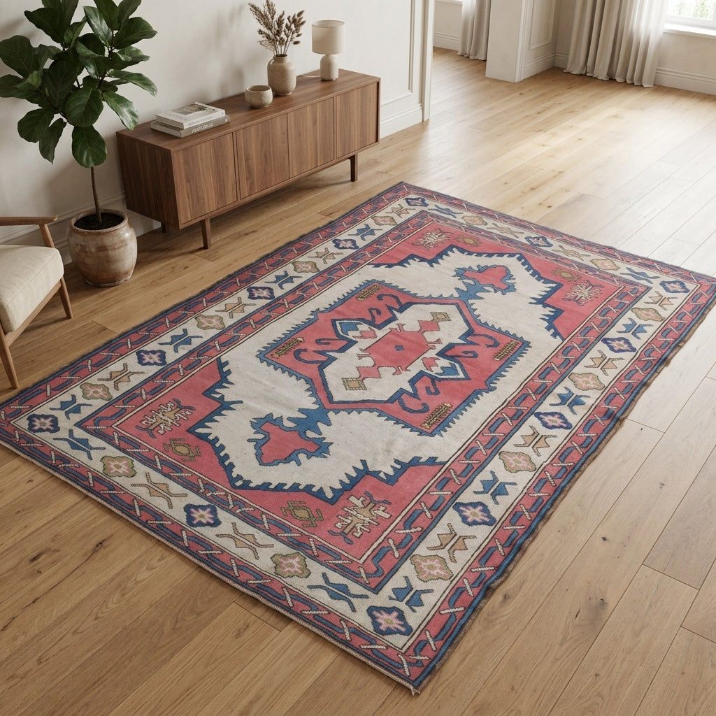 Oriental pattern on the Rabiagul vintage area rug – handmade in Anatolia, Turkey