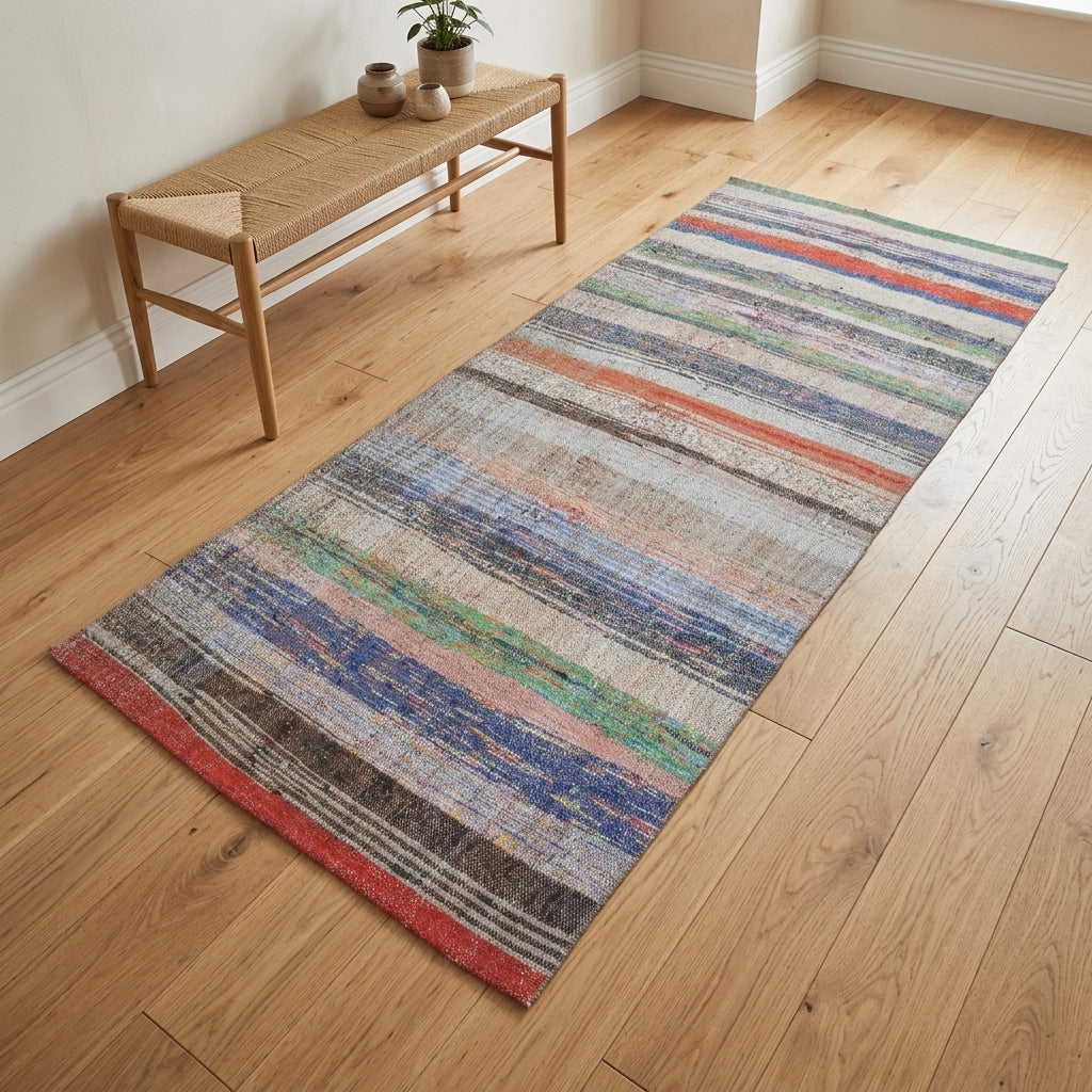Striped pattern on the Ianthephile vintage kilim runner rug – handwoven flatweave in Anatolia, Turkey