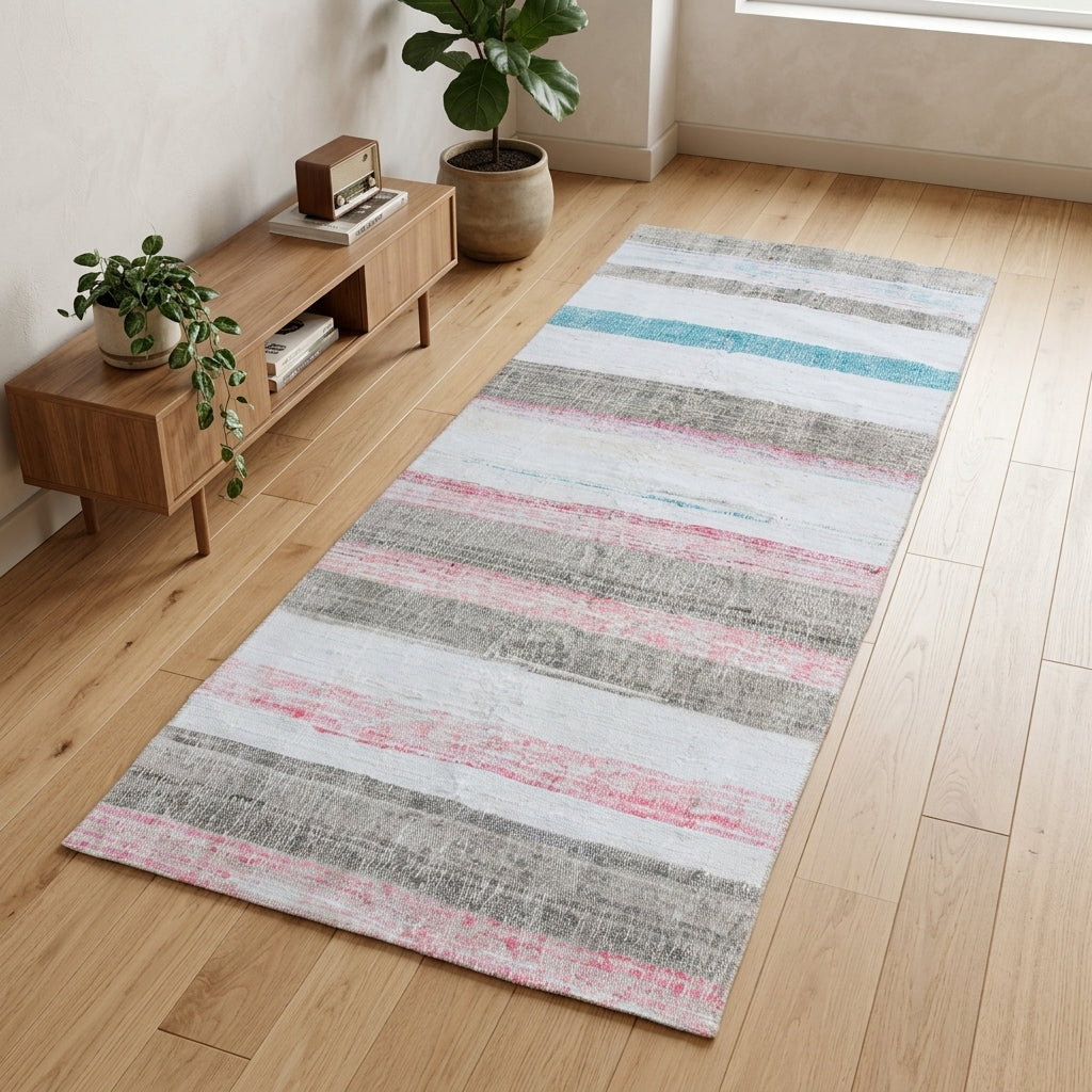Striped pattern on the Husnsever vintage kilim runner rug – handwoven flatweave in Anatolia, Turkey