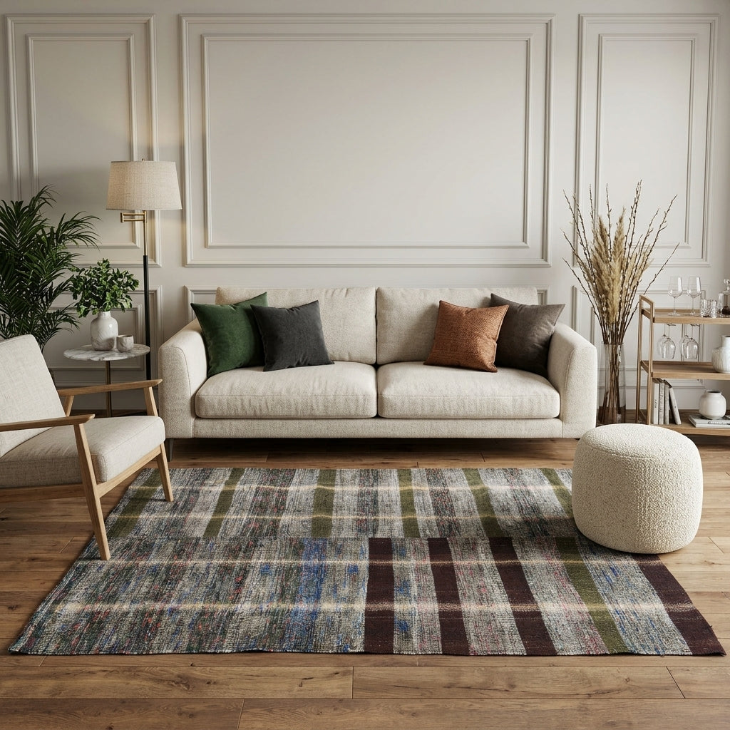 Striped pattern on the Vardisa vintage kilim rug – handwoven flatweave in Anatolia, Turkey