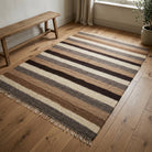 Striped pattern on the Tuncnur vintage kilim rug – handwoven flatweave in Anatolia, Turkey