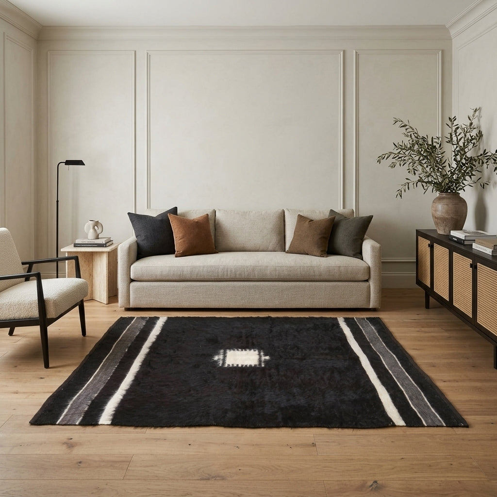 Solid pattern on the Thalothaleia vintage kilim rug – handwoven flatweave in Anatolia, Turkey