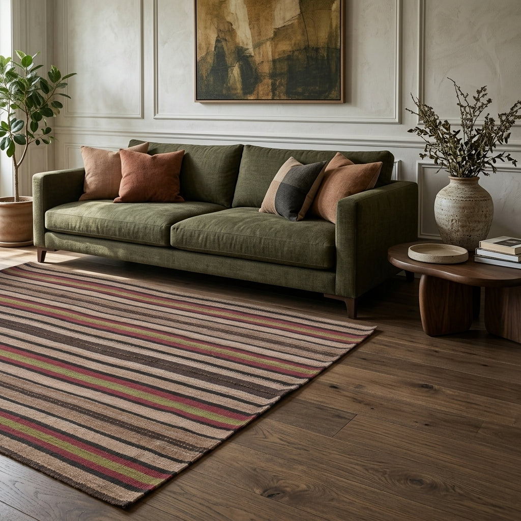 Striped pattern on the Terpsithea vintage kilim rug – handwoven flatweave in Anatolia, Turkey