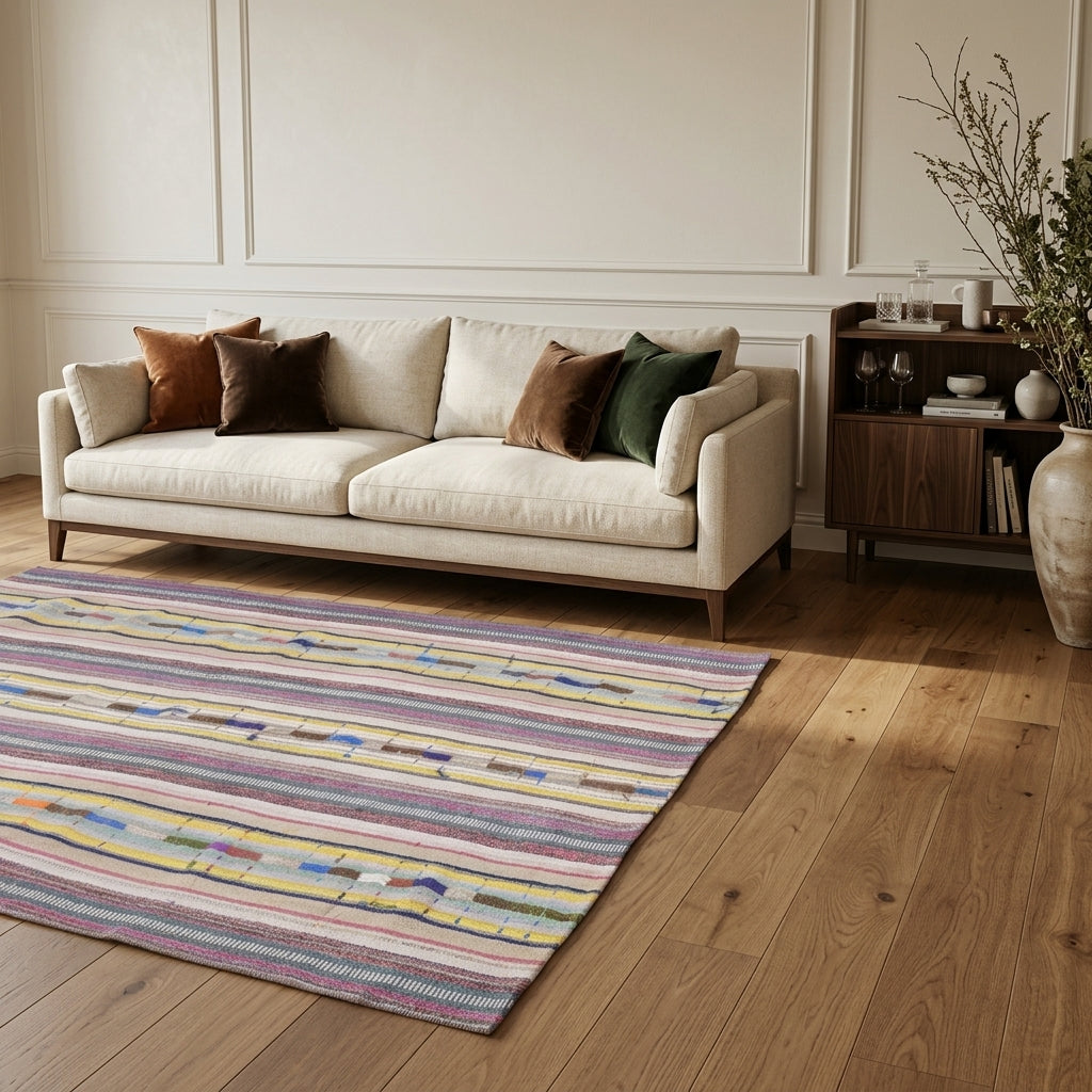 Striped pattern on the Sulecihan vintage kilim rug – handwoven flatweave in Anatolia, Turkey