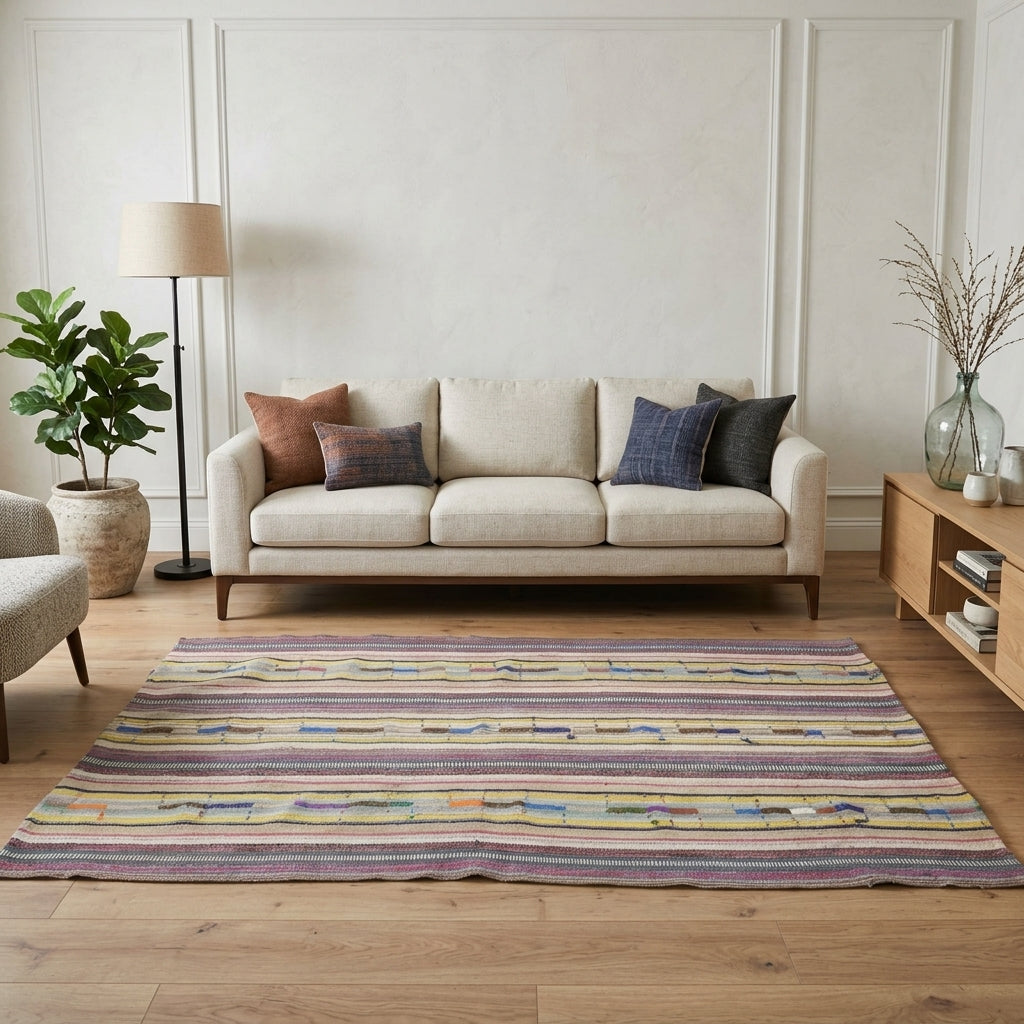 Striped pattern on the Sulecihan vintage kilim rug – handwoven flatweave in Anatolia, Turkey