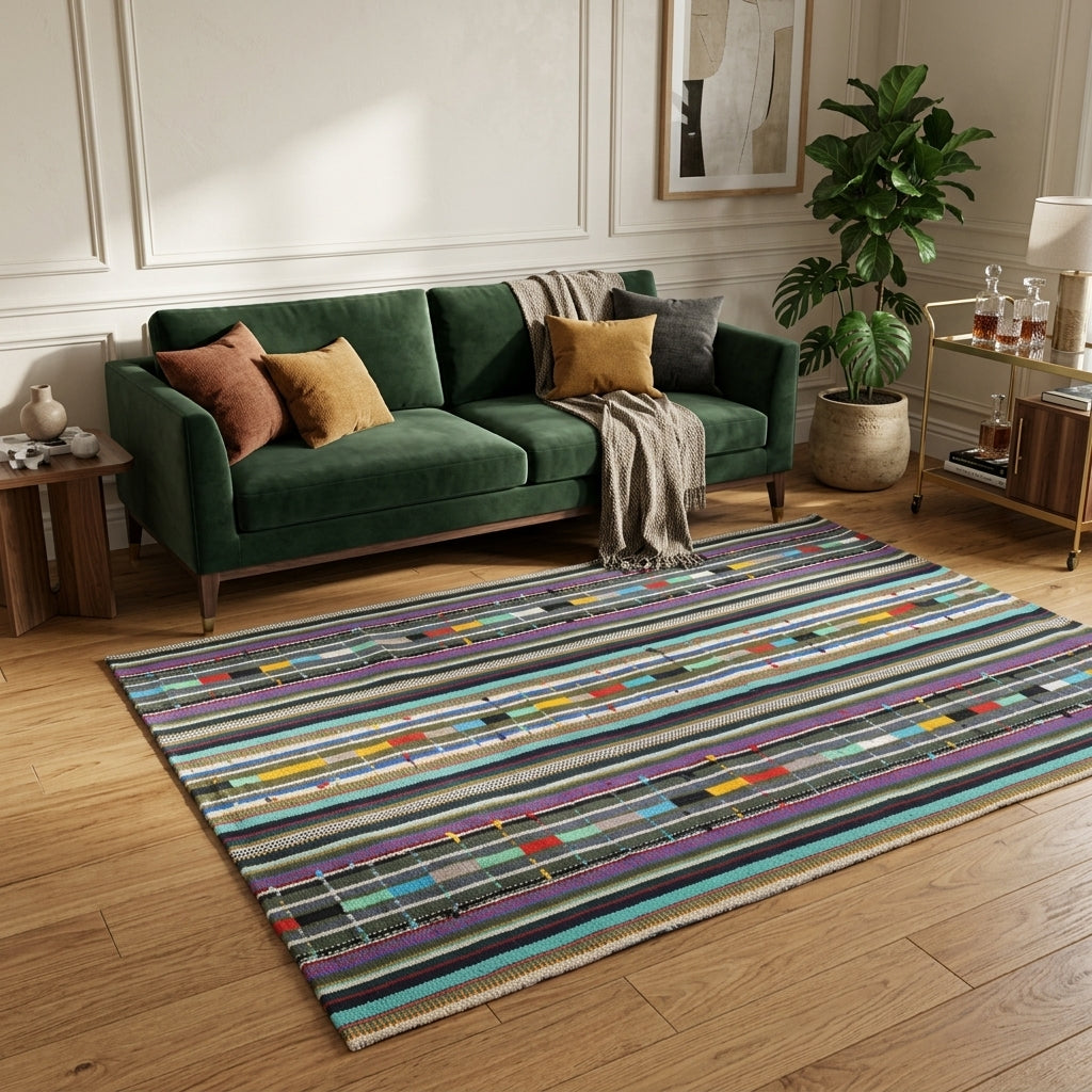 Striped pattern on the Stenophile vintage kilim rug – handwoven flatweave in Anatolia, Turkey