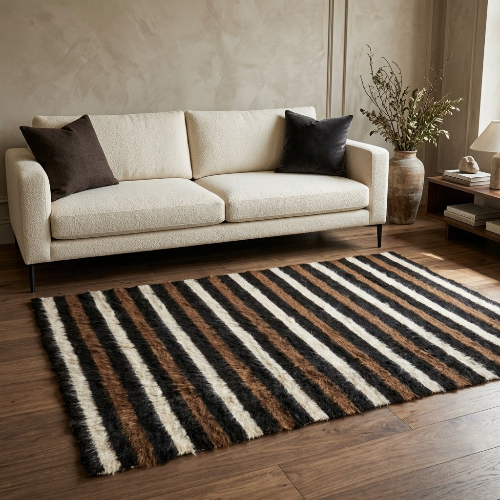 Striped pattern on the Sosimorphe vintage kilim rug – handwoven flatweave in Anatolia, Turkey