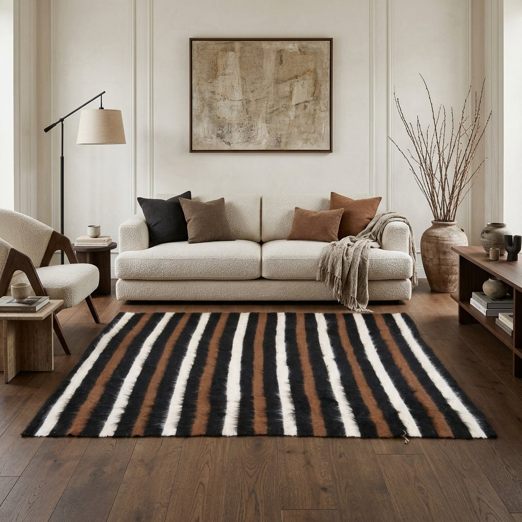 Striped pattern on the Sosimorphe vintage kilim rug – handwoven flatweave in Anatolia, Turkey