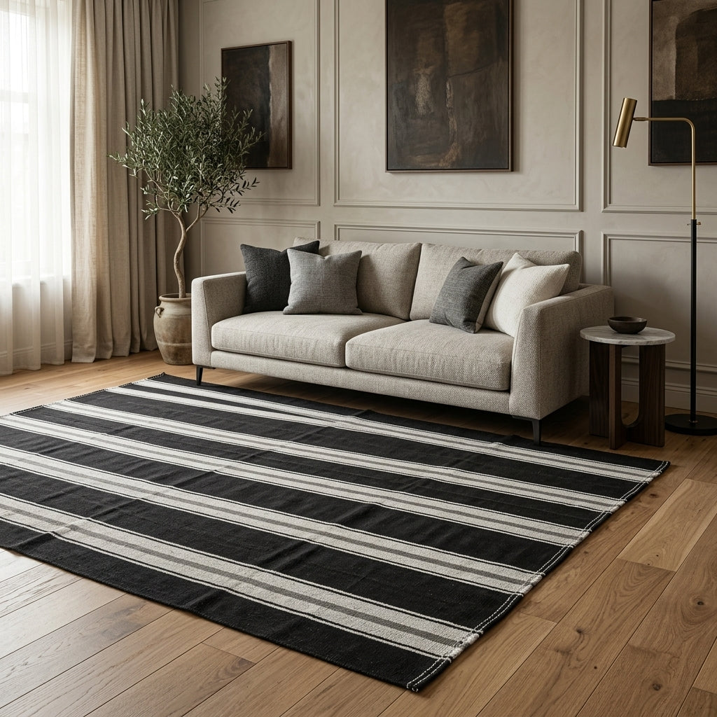 Striped pattern on the Safirsu vintage kilim rug – handwoven flatweave in Anatolia, Turkey