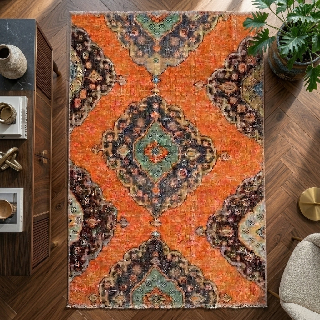 Oriental pattern on the Ceylanisik vintage runner rug – handmade in Anatolia, Turkey