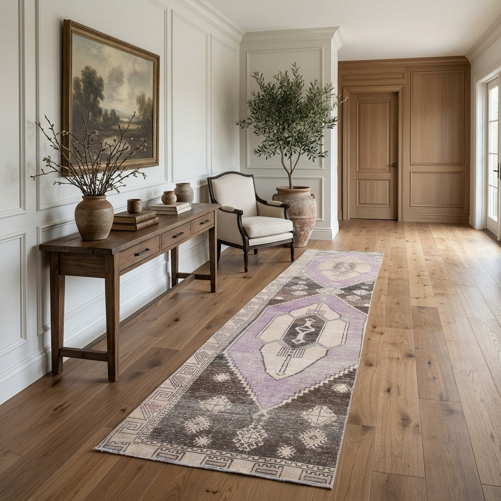 Oriental pattern on the Ceylanisik vintage runner rug – handmade in Anatolia, Turkey