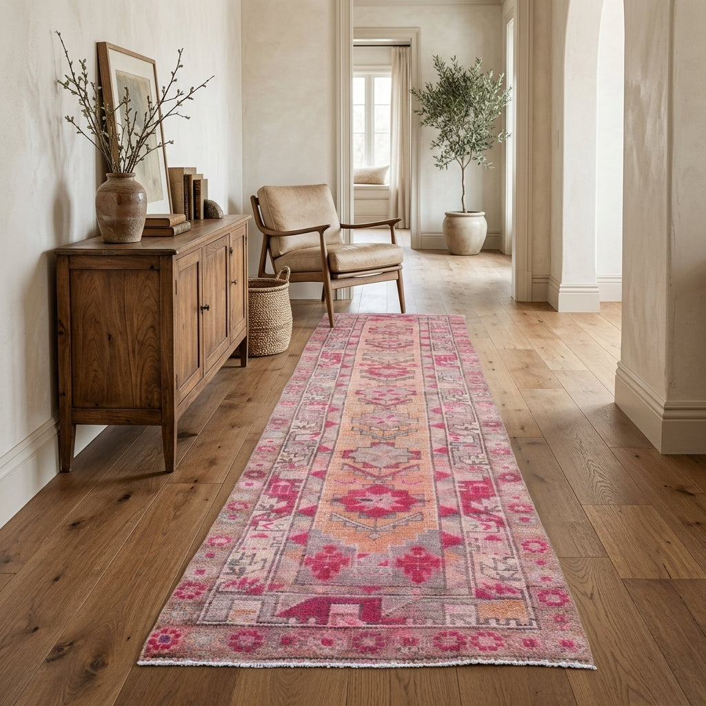 Ikat pattern on the Ceydanur vintage runner rug – handmade in Anatolia, Turkey