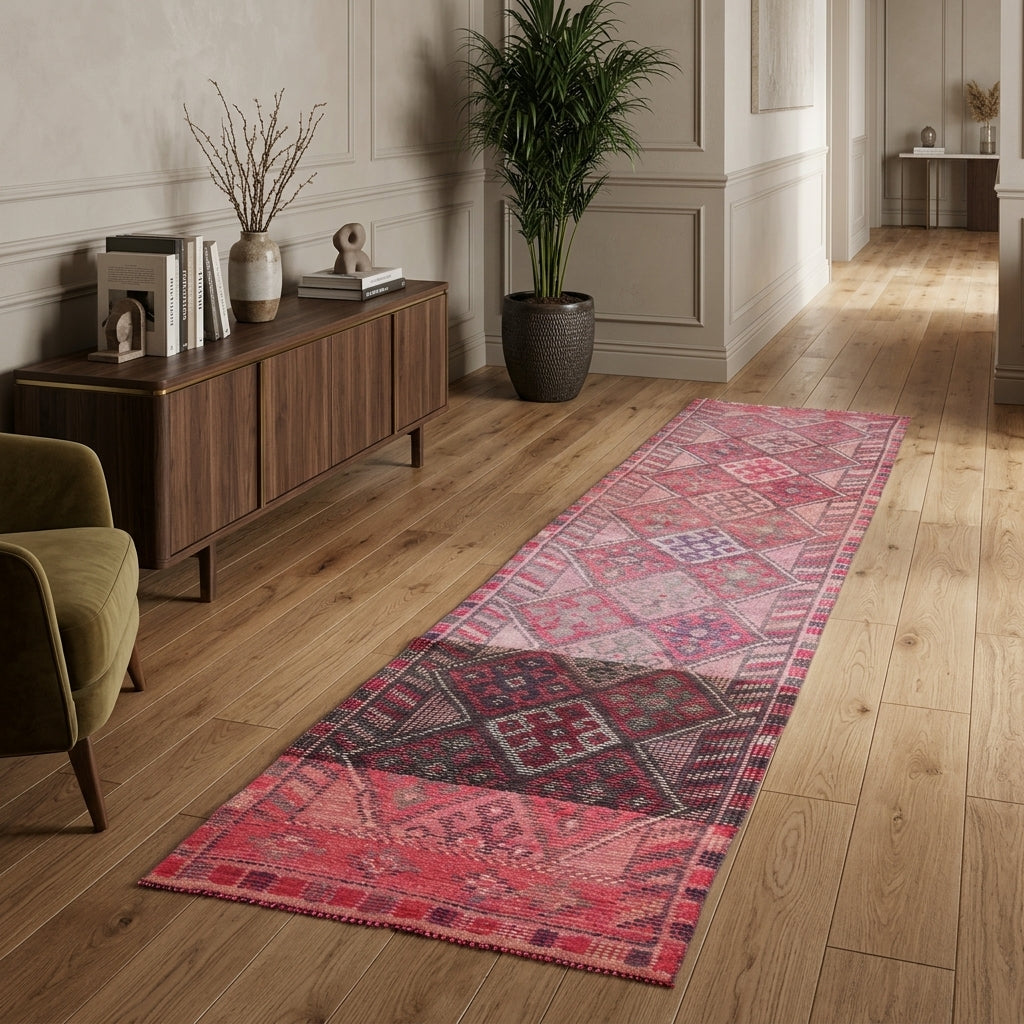 Ikat pattern on the Cerenaz vintage runner rug – handmade in Anatolia, Turkey