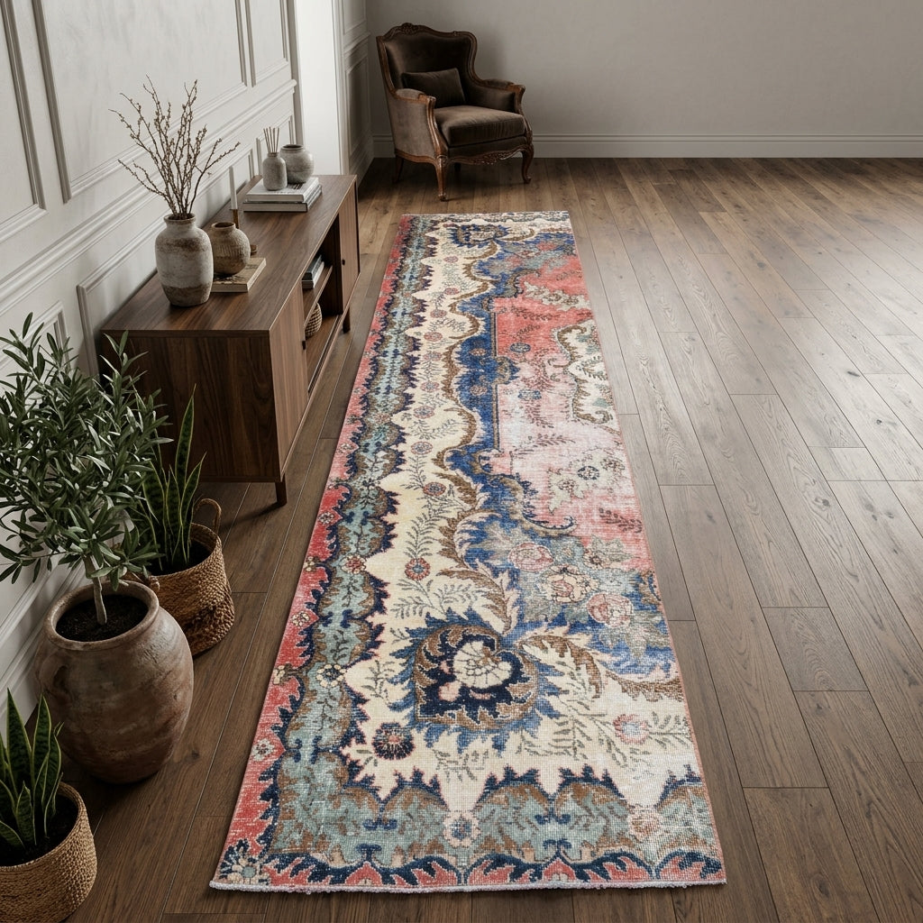 Oriental pattern on the Cangul vintage runner rug – handmade in Anatolia, Turkey