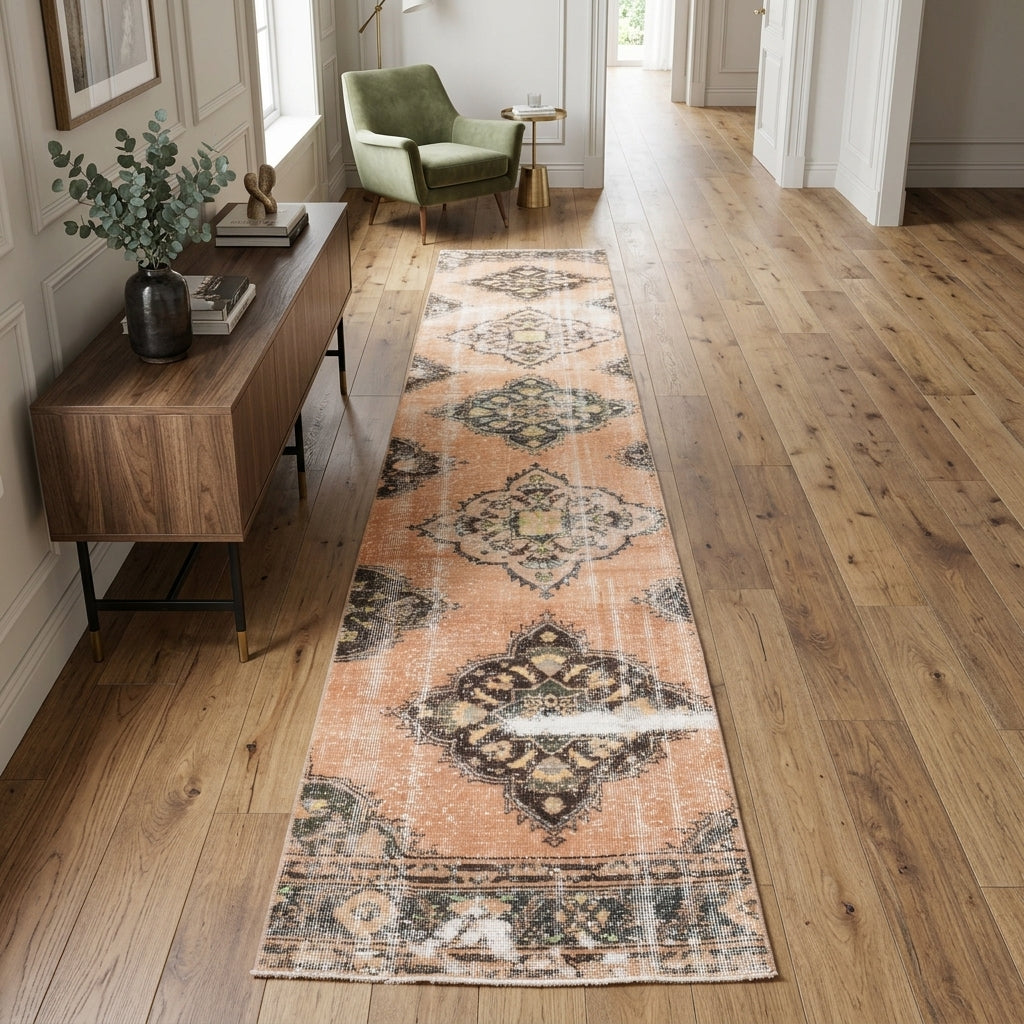 Oriental pattern on the Candeniz vintage runner rug – handmade in Anatolia, Turkey