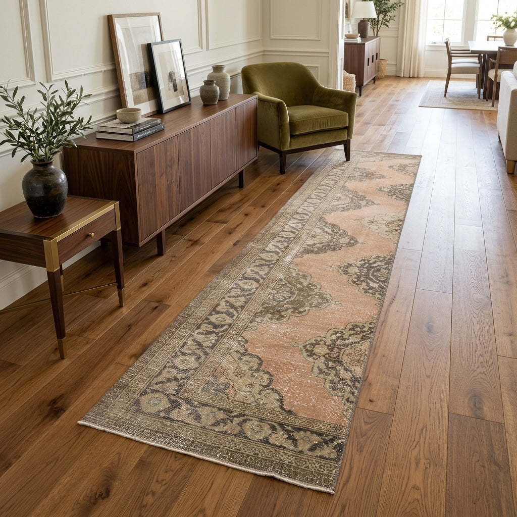Oriental pattern on the Bestenur vintage runner rug – handmade in Anatolia, Turkey