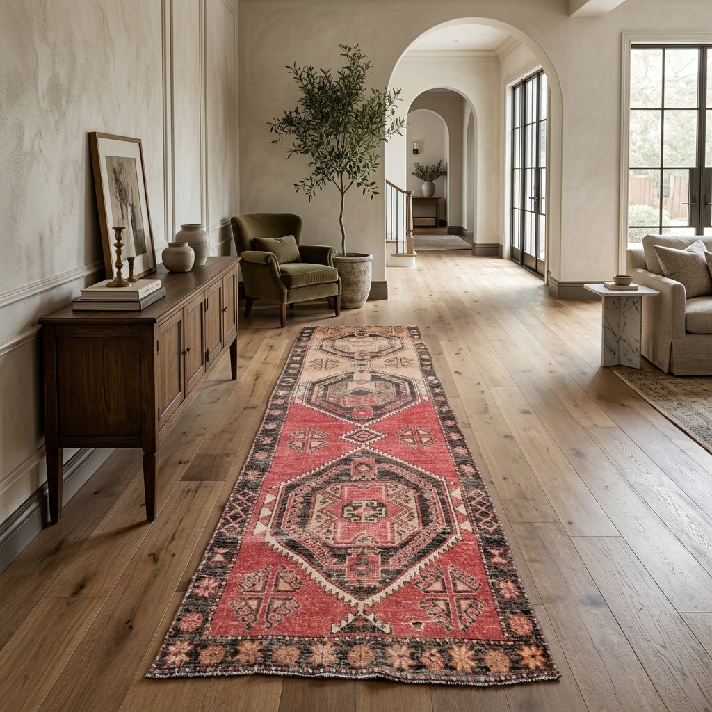 Oriental pattern on the Bestedeniz vintage runner rug – handmade in Anatolia, Turkey
