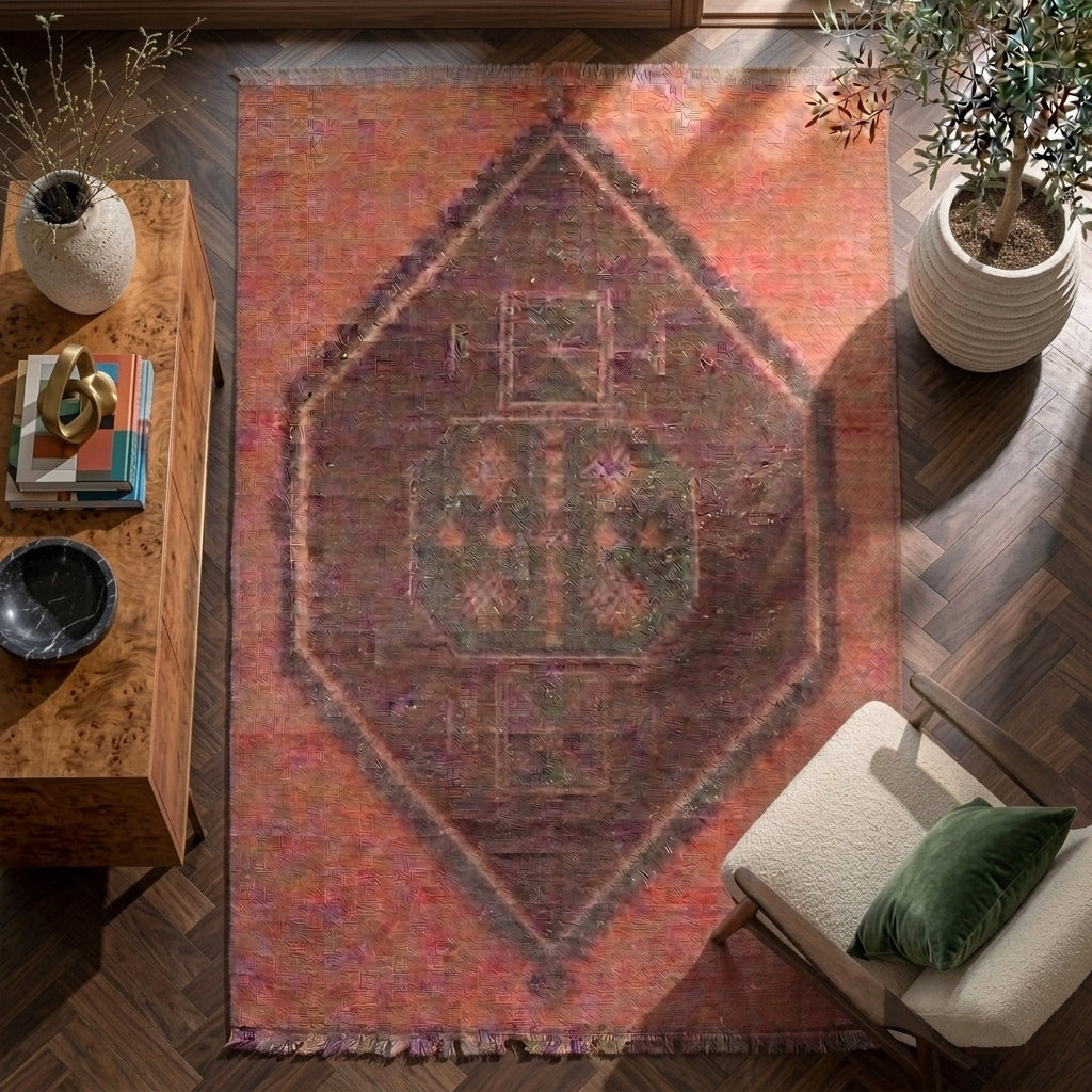 Oriental pattern on the Besteara vintage runner rug – handmade in Anatolia, Turkey