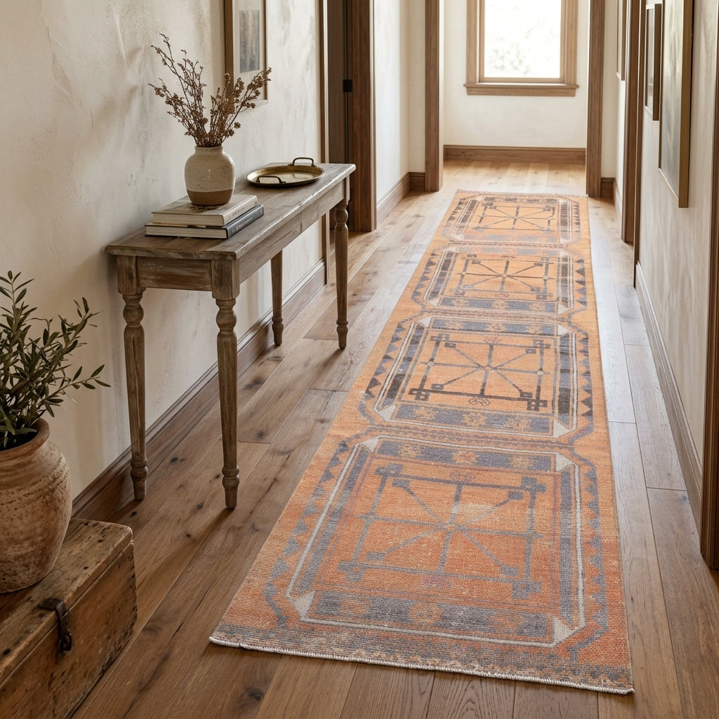 Oriental pattern on the Berilcihan vintage runner rug – handmade in Anatolia, Turkey