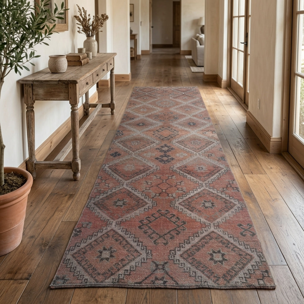 Ikat pattern on the Berilale vintage runner rug – handmade in Anatolia, Turkey