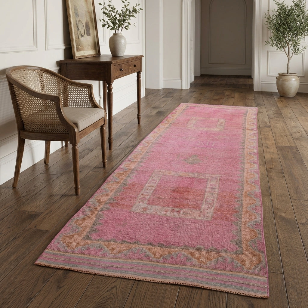 Oriental pattern on the Humaban vintage runner rug – handmade in Anatolia, Turkey