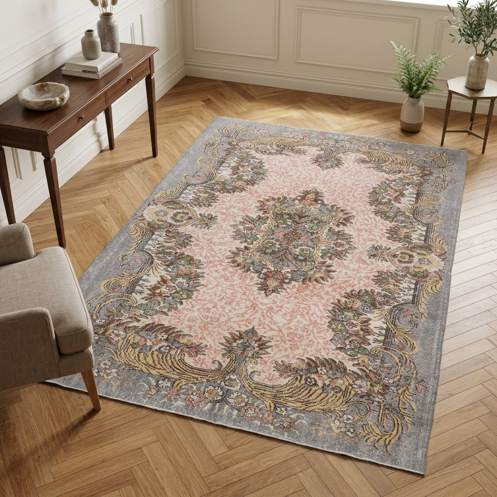 Oriental pattern on the Eleuthecharis vintage area rug – handmade in Anatolia, Turkey