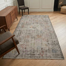 Custom design pattern on the Papatyanur 1950s antique washed vintage area rug – handmade in Anatolia, Turkey