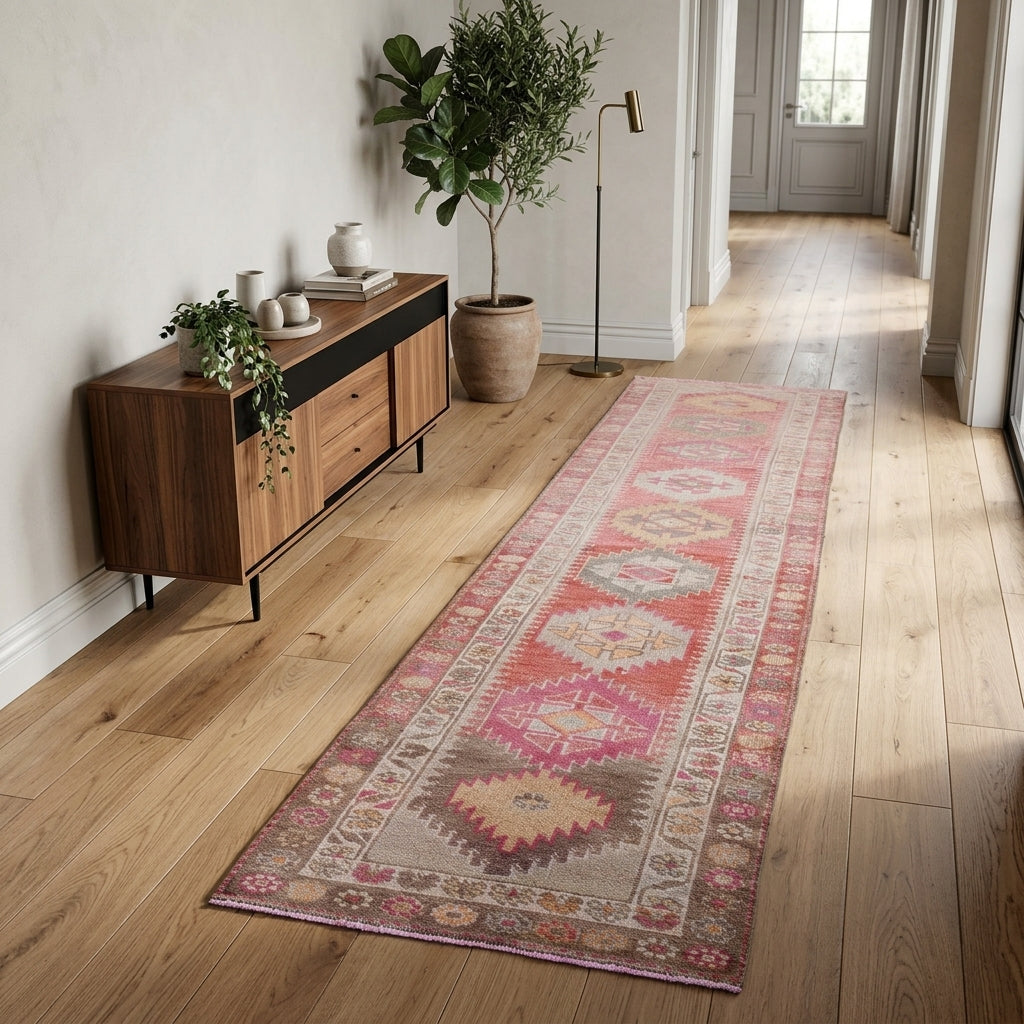 Ikat pattern on the Incinihal vintage runner rug – handmade in Anatolia, Turkey